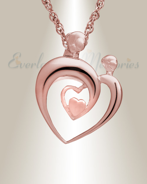 14K Rose Gold Hearts Memorial Locket