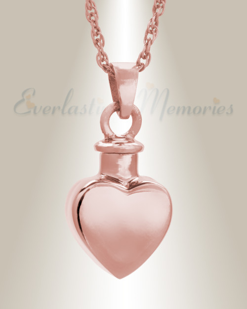 14K Rose Gold Small Heart Pendant Memorial Locket
