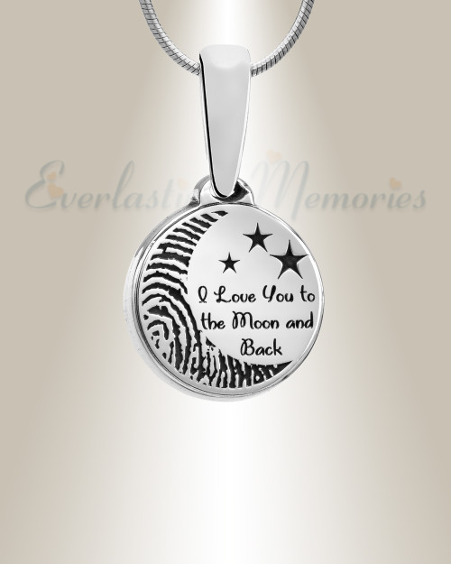 Love You To The Moon Silver Fingerprint Necklace