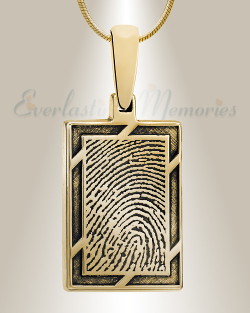 Gold Plated Framed Rectangle Fingerprint Necklace