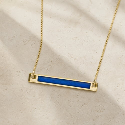 Gold Blue Barred Ash Resin Jewelry