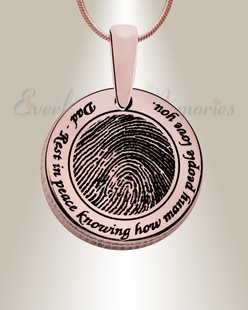 Rose Gold Plated Sterling  Eternal Round Fingerprint Necklace