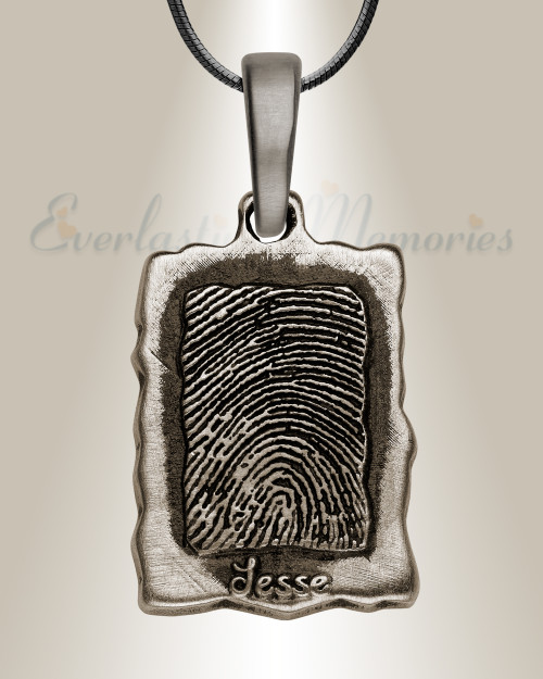 Antique Sterling Silver Wavy Rectangle