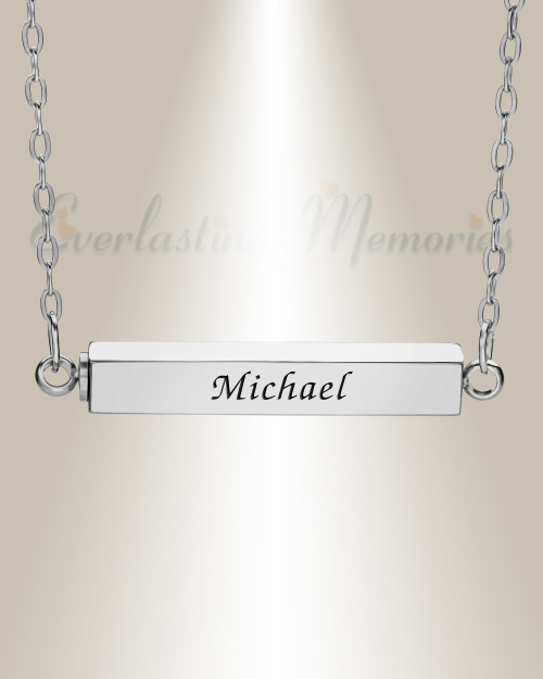 Plain Stainless Steel Bar Cremation Necklace
