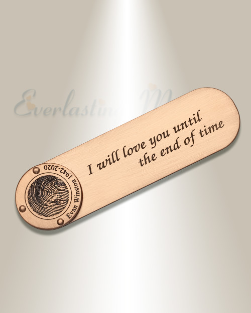 Brushed Copper Bookmark with Fingerprint