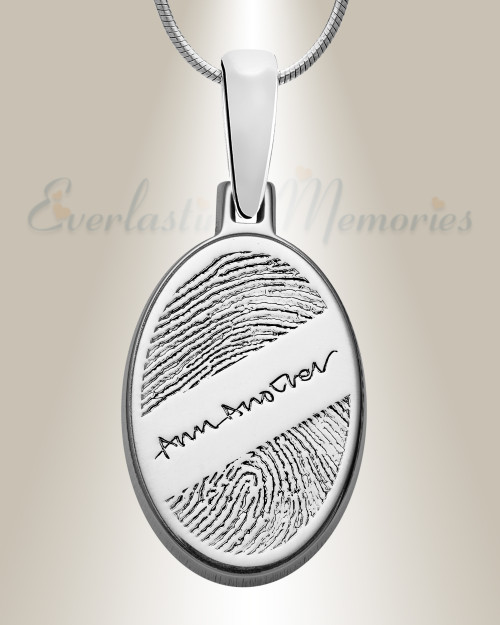 Sterling Oval with Signature Fingerprint Necklace