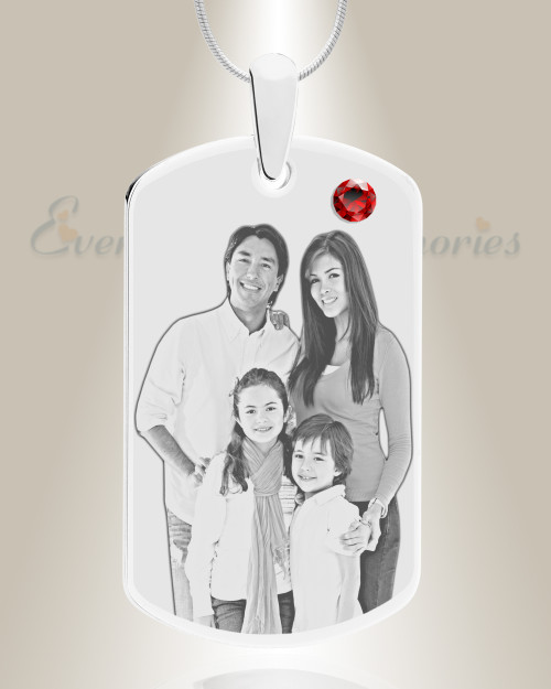Birthstone Large Dog Tag January Photo Engraved Stainless Keepsake