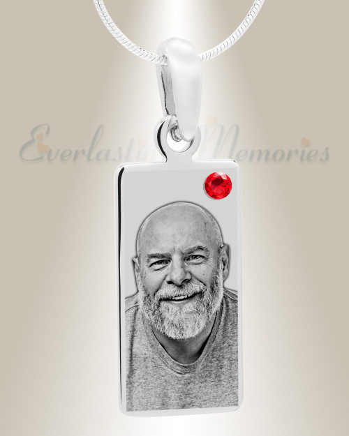 July Birthstone Stainless Steel Tower Photo Pendant