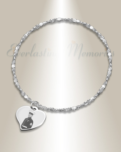 Luxurious Stainless Steel Breezy Heart Photo Engraved Bracelet