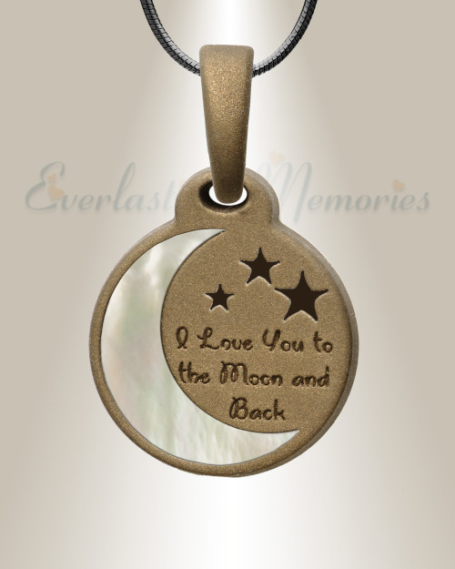 Love You To The Moon Bronze Finish with Cream Ash Resin Jewelry