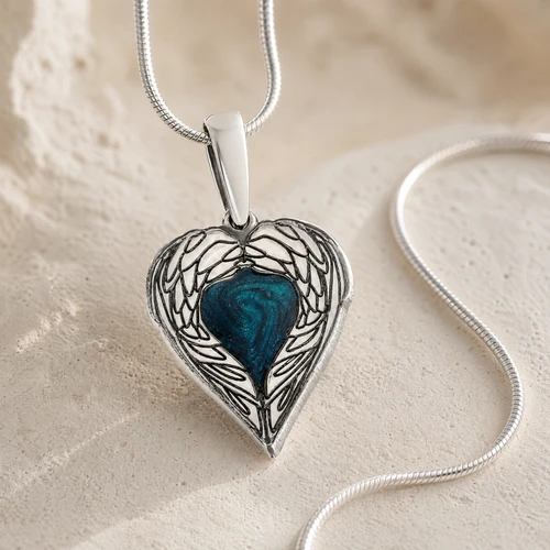 Paradise Sterling Silver Heart Ash Resin Jewelry