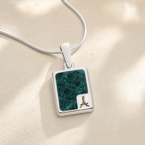 Thoughtful Rectangle Sterling Silver Ash Resin Jewelry