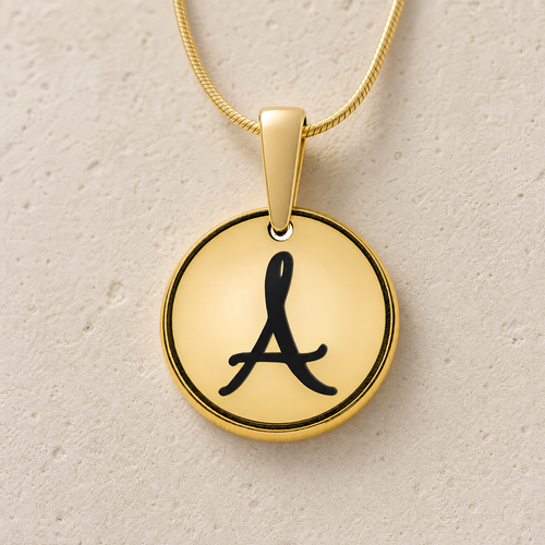 Initial Round Gold Plated Ash Resin Jewelry