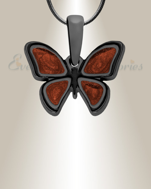 Lovable Butterfly Black Finish with Crimson Resin Ash Resin Jewelry