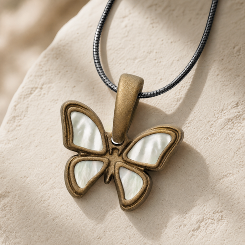 Lovable Butterfly Bronze Finish with Cream Resin Ash Resin Jewelry