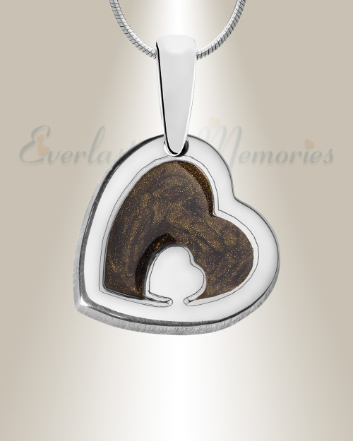 Two Of A Kind Heart Sterling Silver Ash Resin Jewelry