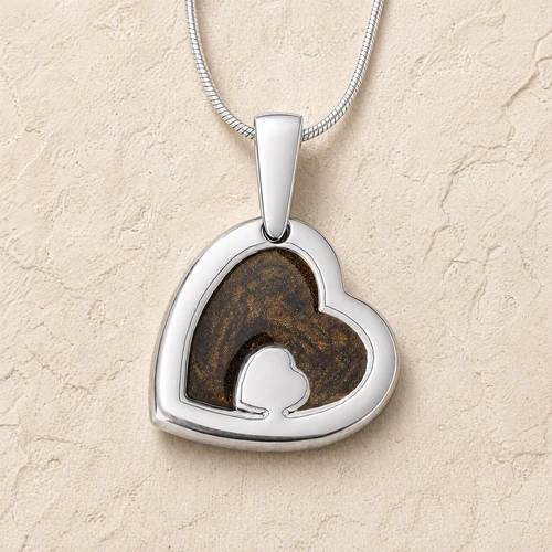 Two Of A Kind Heart Sterling Silver Ash Resin Jewelry