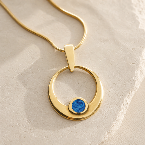 Solid 14K Gold Simply Irresistible Round Ash Resin Jewelry
