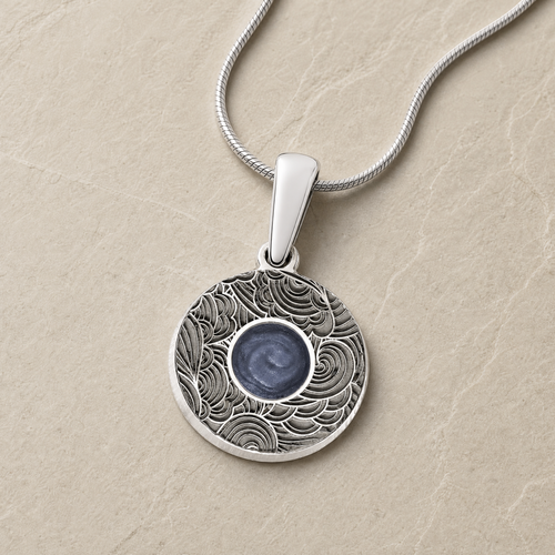 Solid 14K White Gold Knowing Round with Slate Ash Resin Jewelry