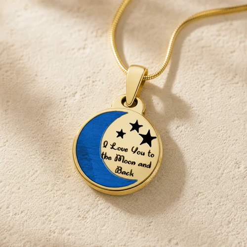 Solid 14K Gold Love You To The Moon Ash Resin Jewelry