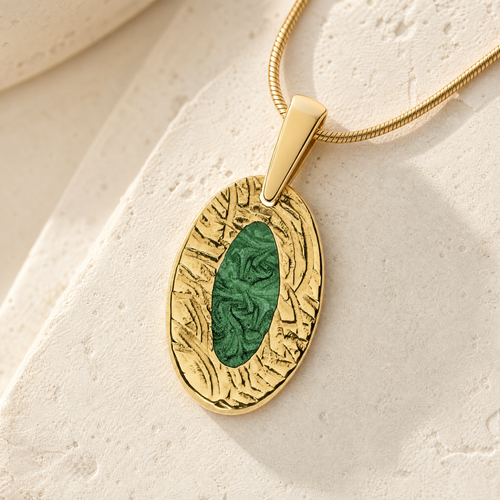 Solid 14K Gold Heartfelt Oval Ash Resin Jewelry