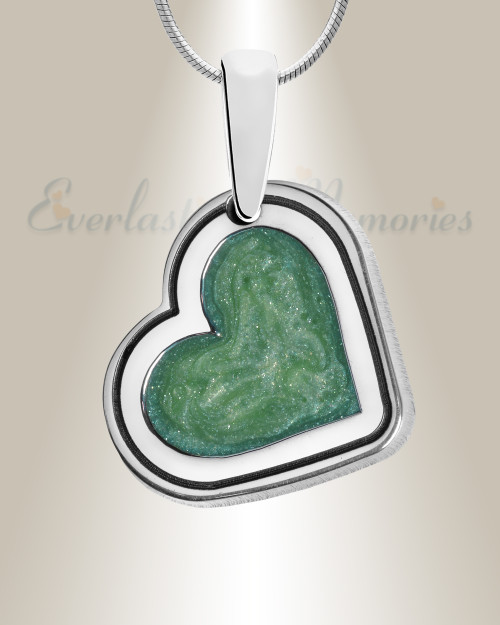 Solid 14K White Gold Attentive Heart Ash Resin Jewelry