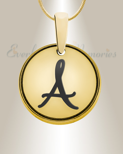 Solid 14K Gold Initial Round Ash Resin Jewelry