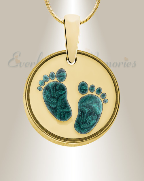 Solid 14K Gold Lasting Imprint Round Ash Resin Jewelry