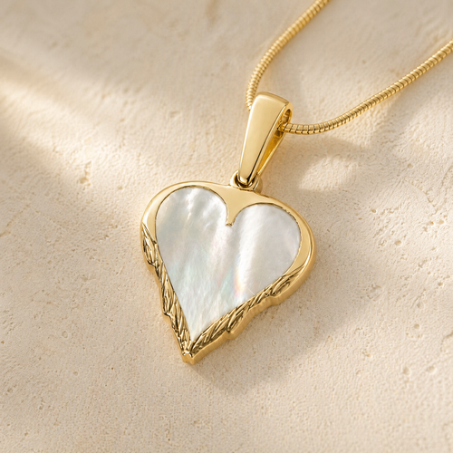 Solid 14K Gold Feathered Heart Ash Resin Jewelry