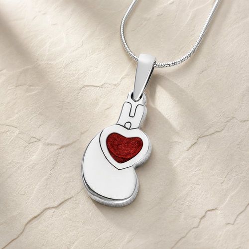 Solid 14K White Gold Holding You Close  with Crimson Resin Ash Resin Jewelry