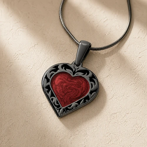 Black Finish Abundant Heart Ash Resin Jewelry