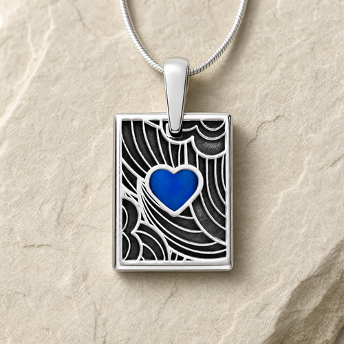 Silver Azure Heart Rectangular Ash Resin Jewelry