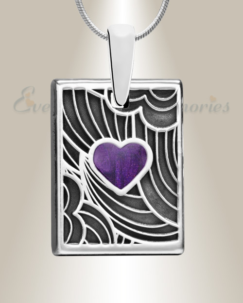Silver Mullberry Heart Rectangular Ash Resin Jewelry