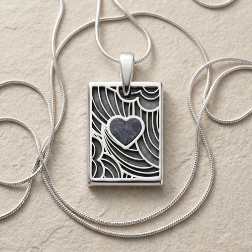 Silver Slate Heart Rectangular Ash Resin Jewelry