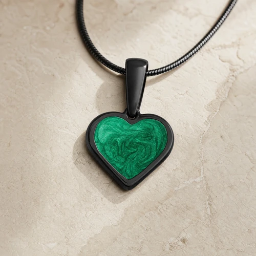 Black Finish Clever Heart Ash Resin Jewelry