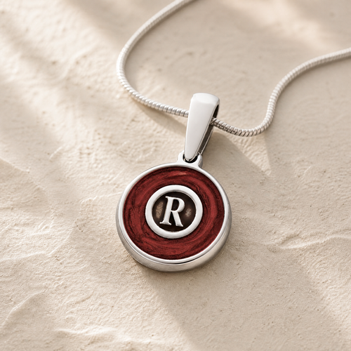 Silver Crimson Monogram Ash Resin Jewelry