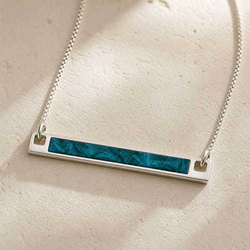 Silver Aqua Barred Ash Resin Jewelry