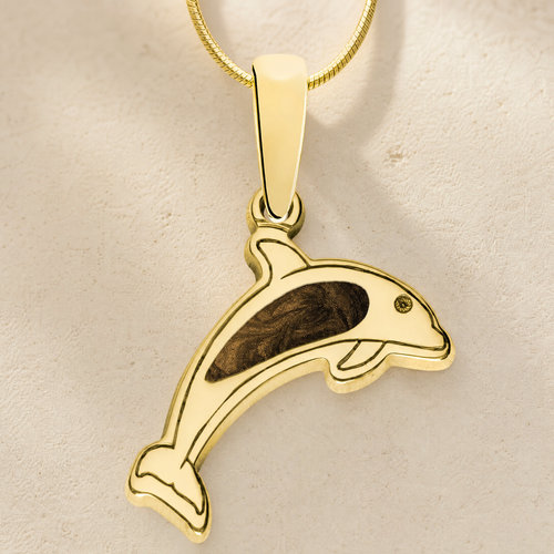 Jubilant Dolphin Gold Plated with Carob Ash Resin Jewelry