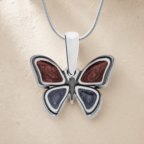 Lovable Butterfly Sterling Silver with Crimson and Slate Ash Resin Jewelry