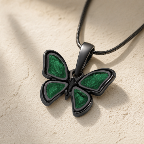 Lovable Butterfly Black Finish with Seafoam Resin Ash Resin Jewelry