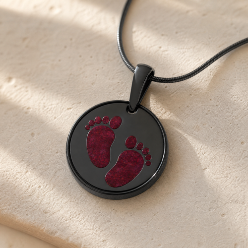 Lasting Imprint Round Black Finish with Scarlet Pearl Opal Ash Resin Jewelry