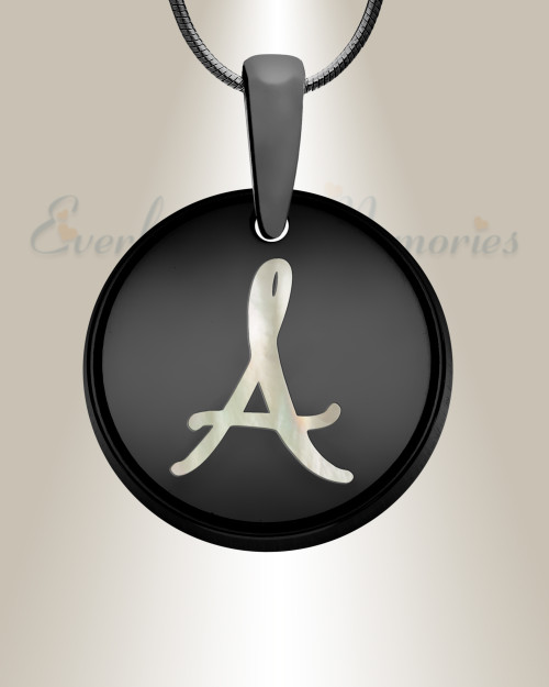 Initial Round Black Finish with Cream Ash Resin Jewelry