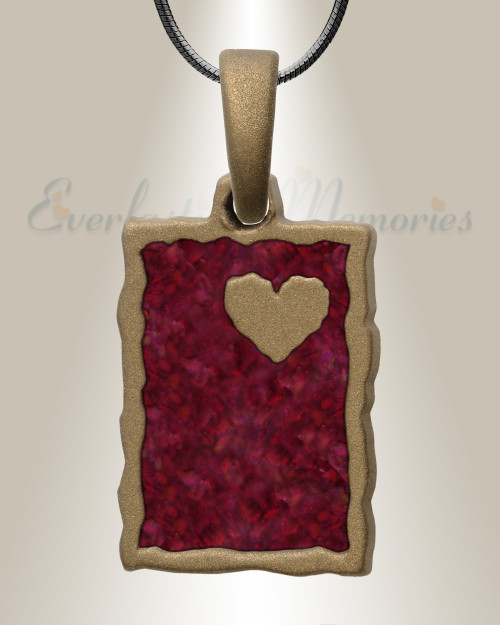 Adored Rectangle Bronze Finish with Scarlet Pearl Opal Ash Resin Jewelry