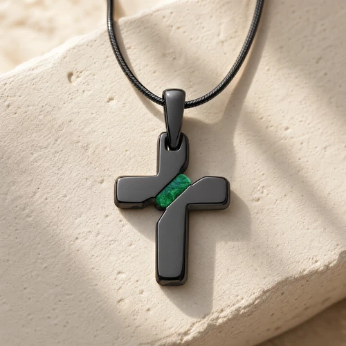 Honoring Cross Black Finish with Seafoam Ash Resin Jewelry