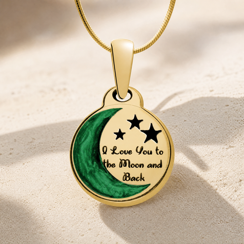 Love You To The Moon Gold Plated with Seafoam Ash Resin Jewelry