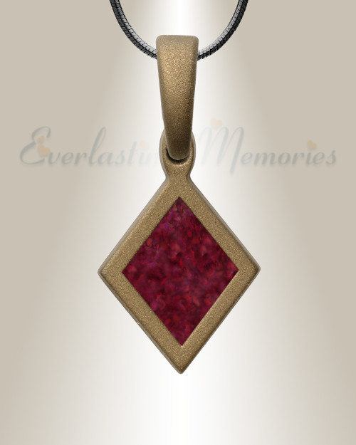 Modest Diamond Bronze Finish with Scarlet Pearl Opal Ash Resin Jewelry