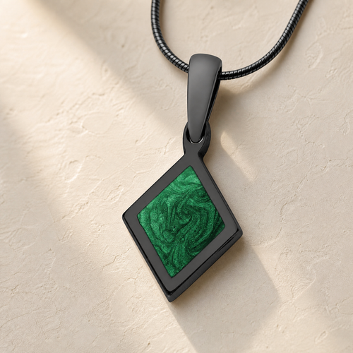 Modest Diamond Black Finish with Forest Ash Resin Jewelry