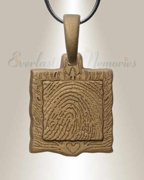 Sterling Silver Squared with Bronze Finish Fingerprint Necklace