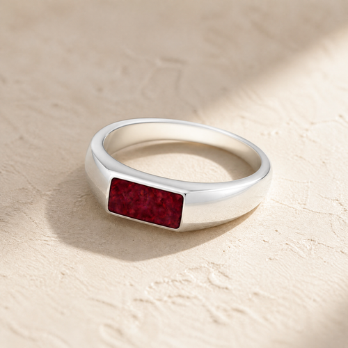 Men's Sterling Silver Desoto Ash Ring with Scarlet Pearl Opal