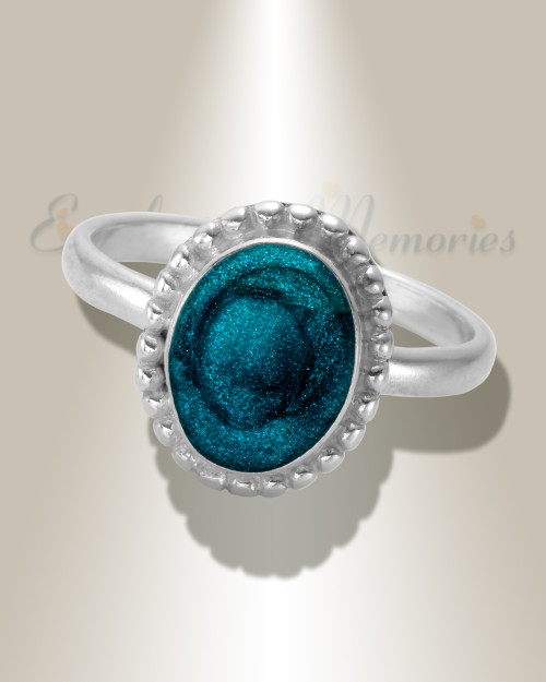 Women's Sterling Silver Bethany Ash Ring with Aqua